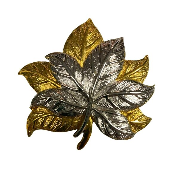 Vintage Gold Silver and Bronze Toned Leaf Brooches - EUC - Avon - Picture 2 of 9